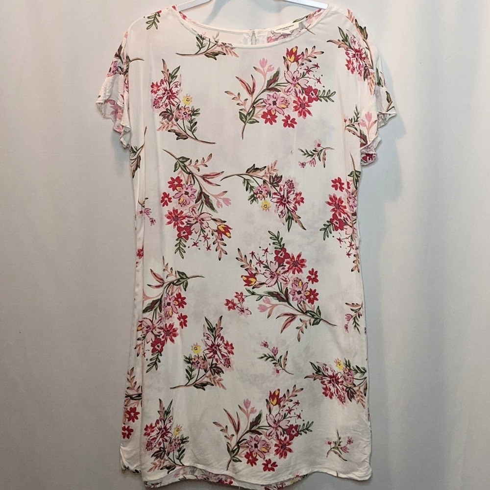 Beachlunchlounge Floral Cap Sleeve White Dress